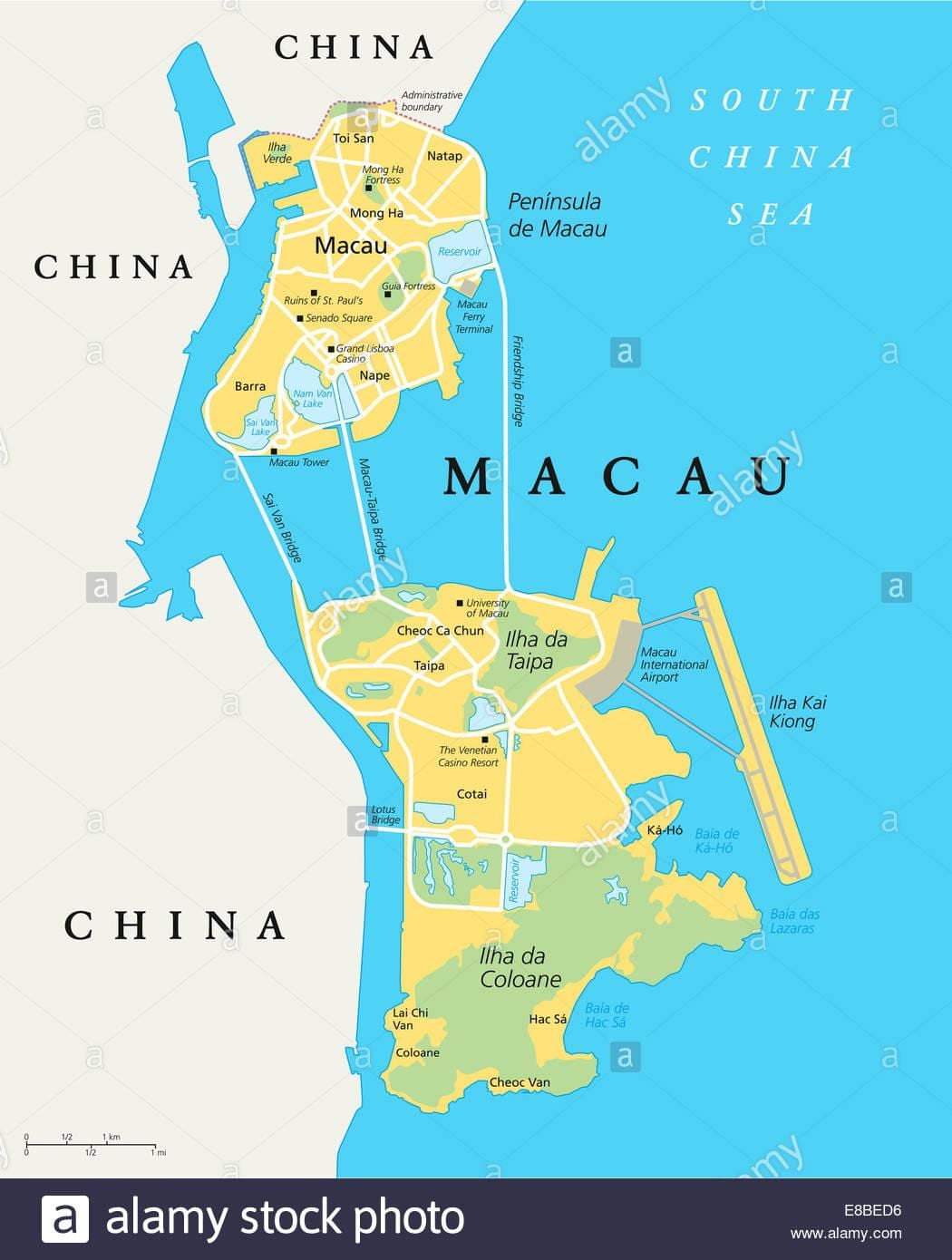 中国澳门的地图
