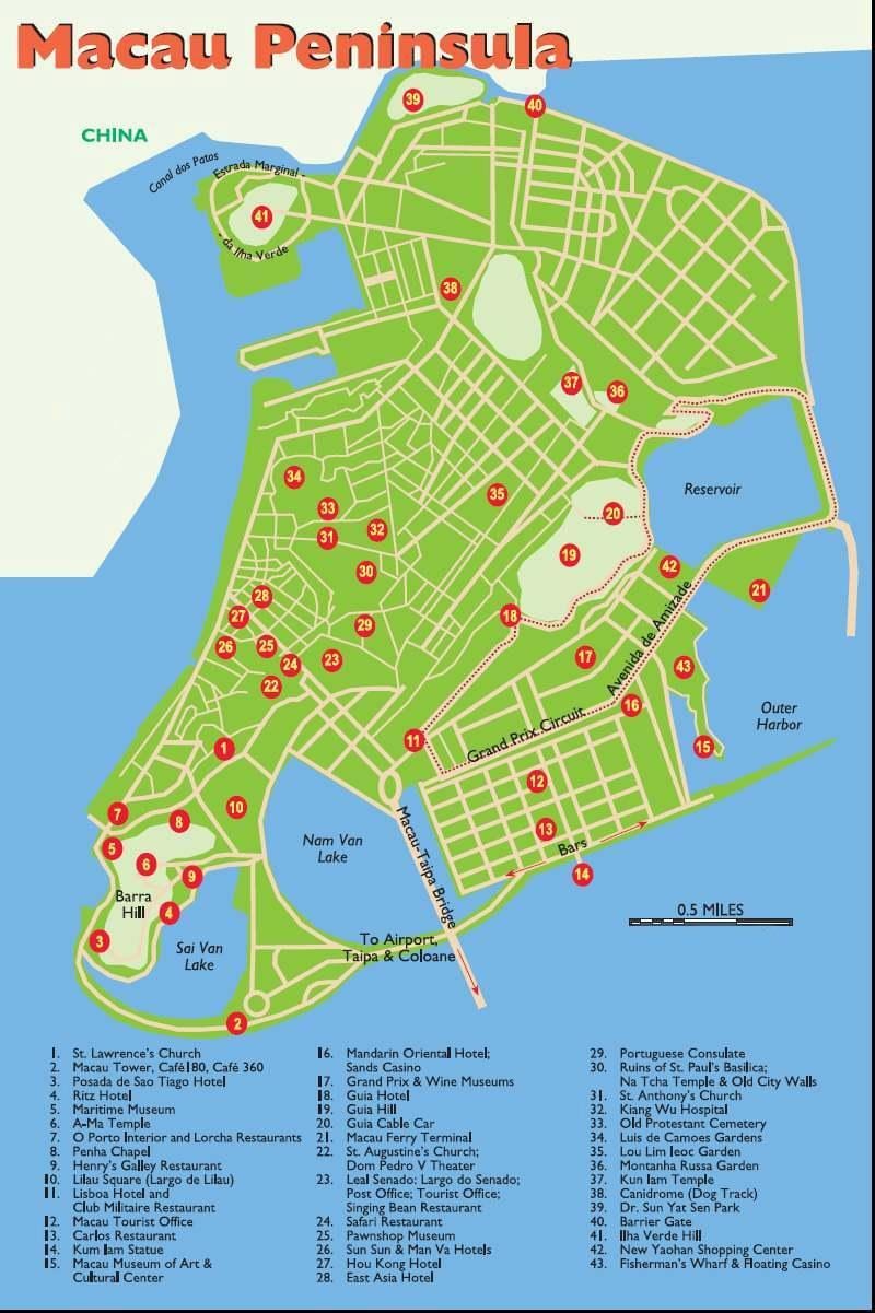 澳门旅游点的地图